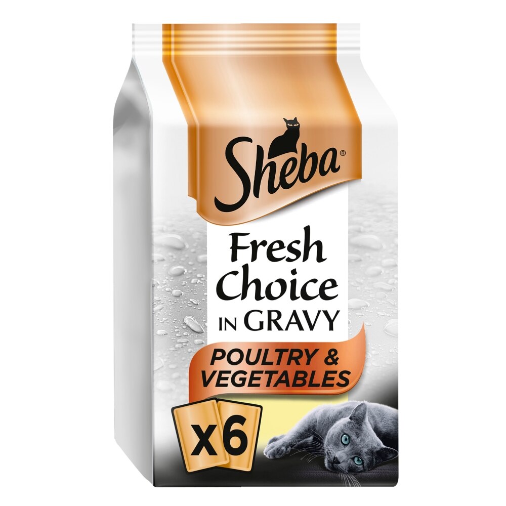 Sheba Fresh Choice Poultry & Veg Selection in Gravy Mini Pouch - 6 x 50g